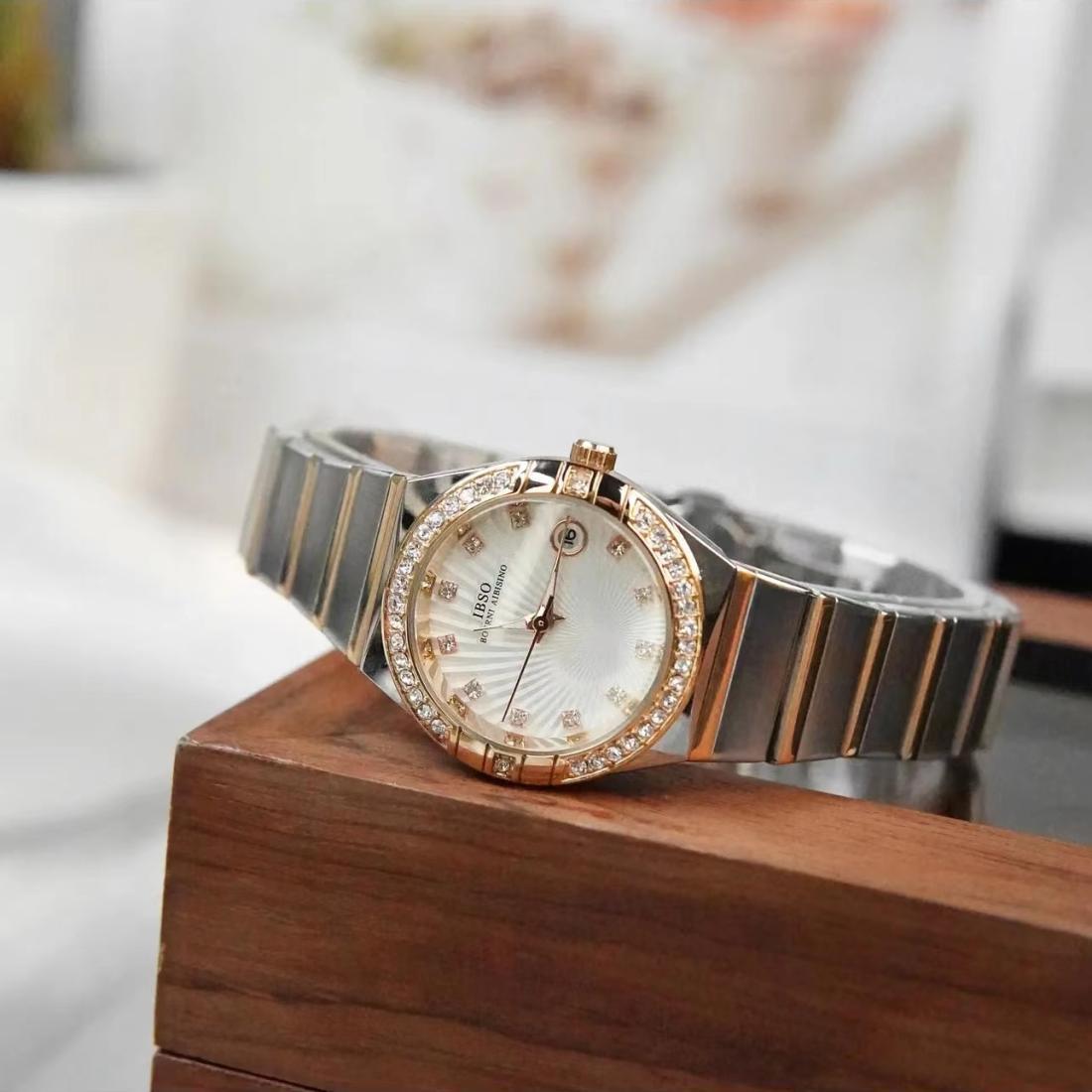 IBSO Full diamond constellation watch women's small luxury luxury brand authentic brand senior women's non-mechanical watch