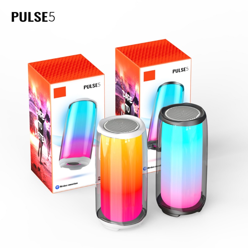 Pulse 5 عائلة عالية الجودة اللاسلكية مكبر صوت بلوتوث عمود محمول RGB Atmosphere مصباح الصوت Boombox subwoofer في الهواء الطلق مع الميكروفون