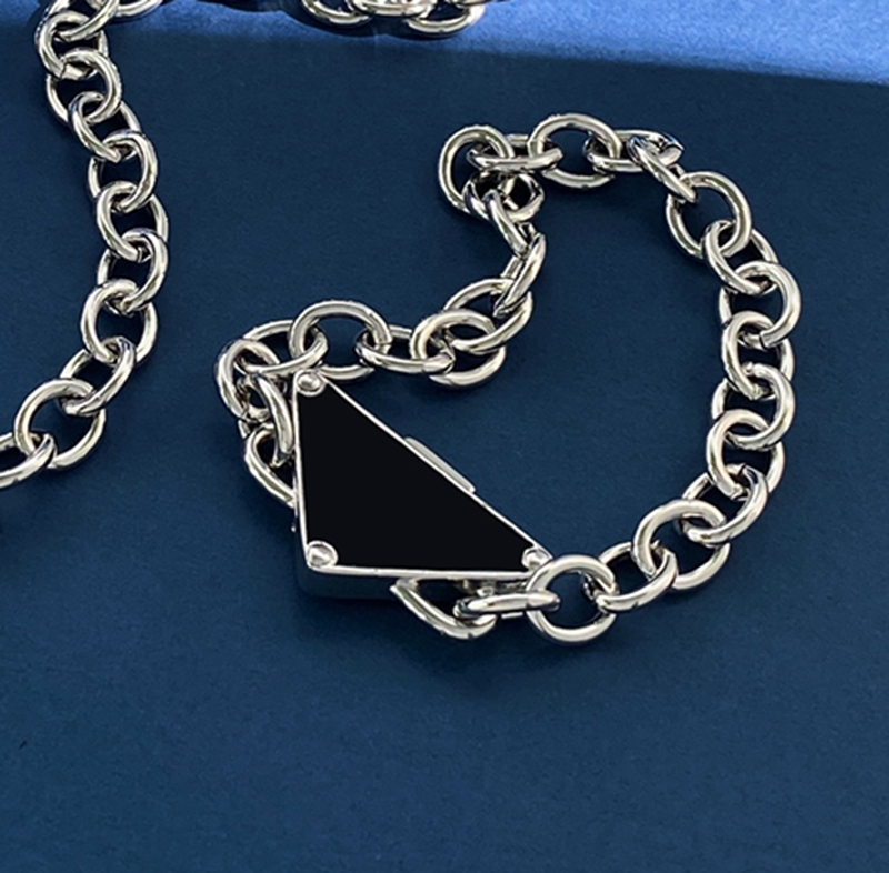 Luxurious Charm Women Jewelry Silver Bracelet Triangle Logo Press on Buckle Design Fashion and Minimalist Designer High end and Magnificent Lady Bracelet