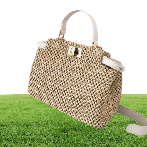 Weaven Square Tote Summer Novo bolsa de palha de alta qualidade Women039S Bolsa de designer Bolsa de viagens de praia Messenger5098182