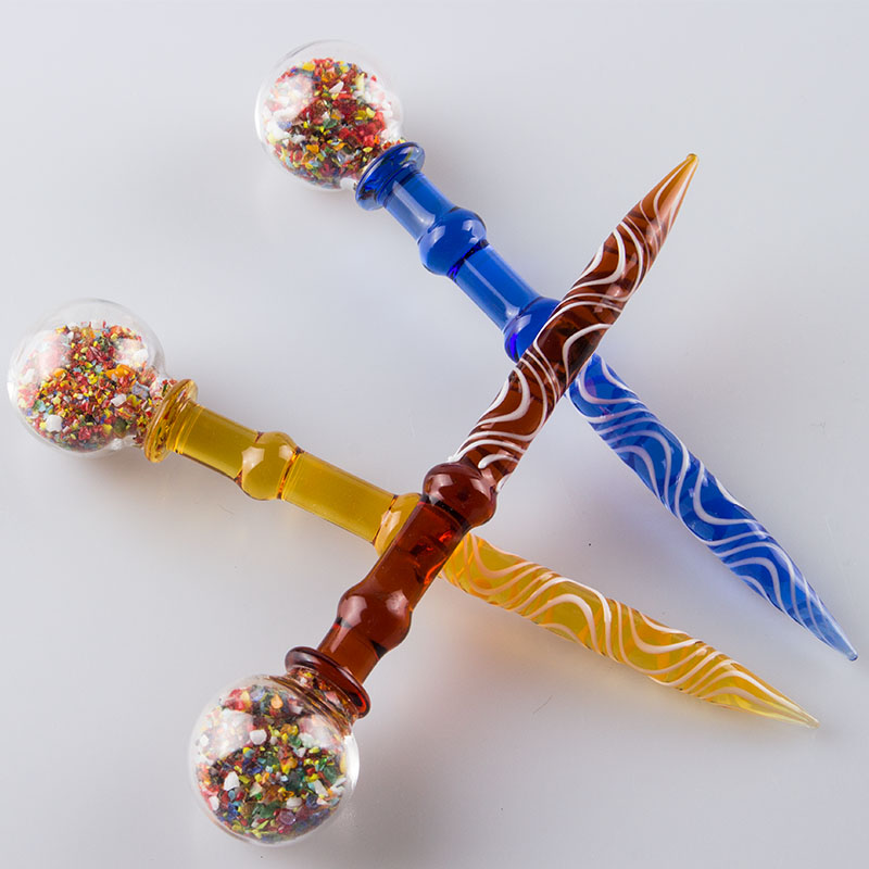 Healthy_cigarette 흡연 dabber 도구 5.11 인치 스네이크 눈 유리 Dabbers Ball Carb Cap과 DAB RIGS Bong을위한 빨간색 흰색