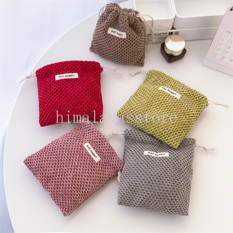 Solid Color Jacquard Drawstring Bag Finishing Storage Pouch Cute Makeup Bag Christmas Gift Candy Jewelry Organizer Bags 14x16cm