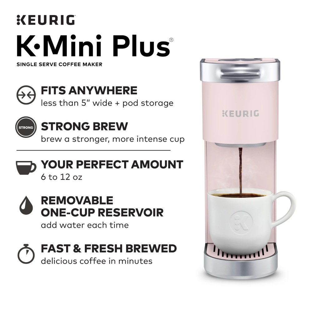 Cafetière à dosettes Keurig K-Mini Plus à service unique, Rose poussiéreuse, machine à café