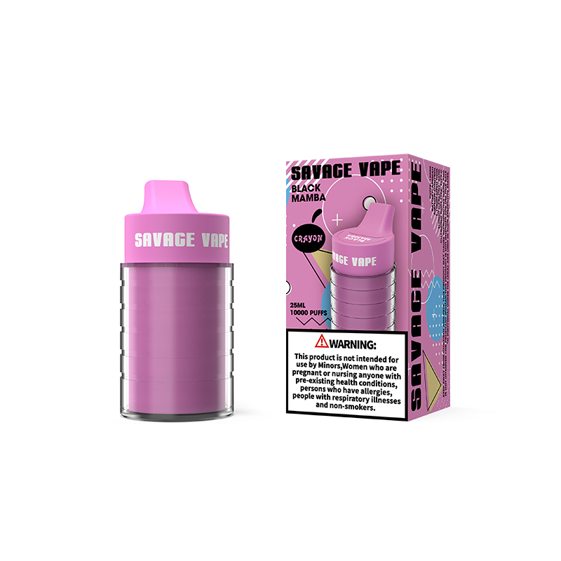 Local Warehouse Savage Crayon Puff 10K engångsvapen E Cigarett 650mAh Uppladdningsbar batteriluflödesstyrning 25 ml Förfylld vagnar VAPER 10000 PULDS RAZZ POD