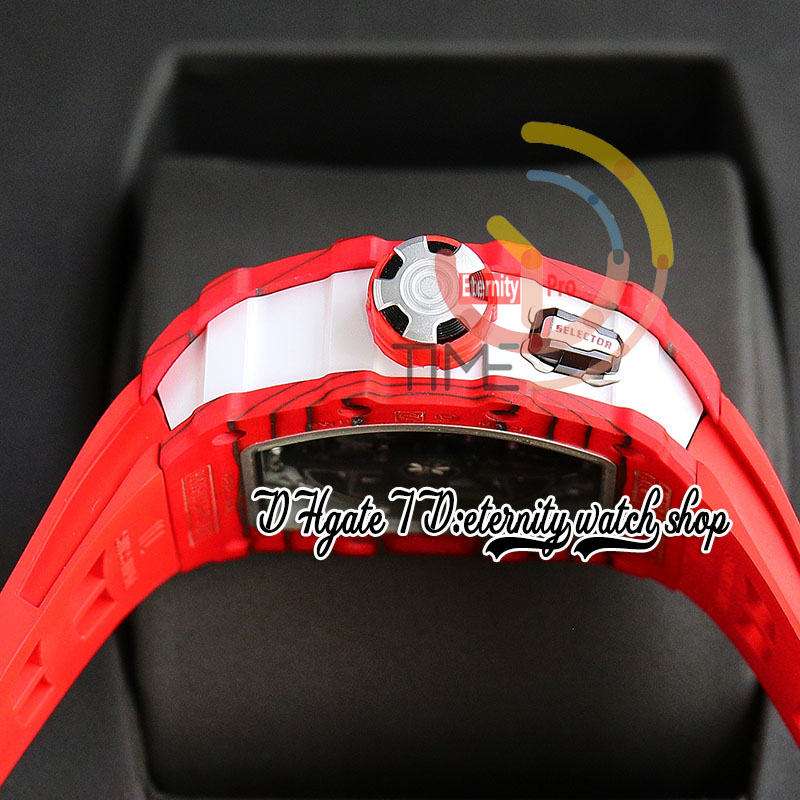 RRF 35-03 Version limitée Japon Miyota NH Montre automatique pour homme Rouge NTPT Boîtier en fibre de carbone Cadran squelette Bracelet en caoutchouc blanc Sport Super Edition Montres-bracelets d'éternité