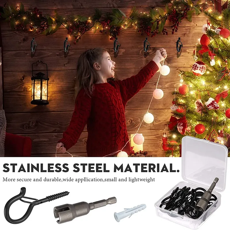 Практичные 18 комплектов крючков Q-вешалки для наружных гирлянд, потолочный крючок с винтами, зажимы для рождественских веревочных светильников, гирлянды с растениями Wi