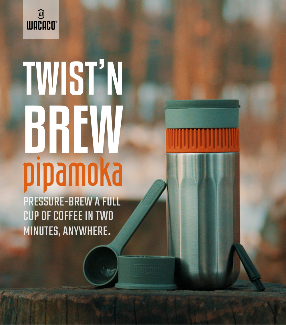 WACACO Pipamoka, All-in-one Vacuum Pressured Portable Coffee Maker, Insulated Travel Mug, Hand Powered and Pressure Brewer
