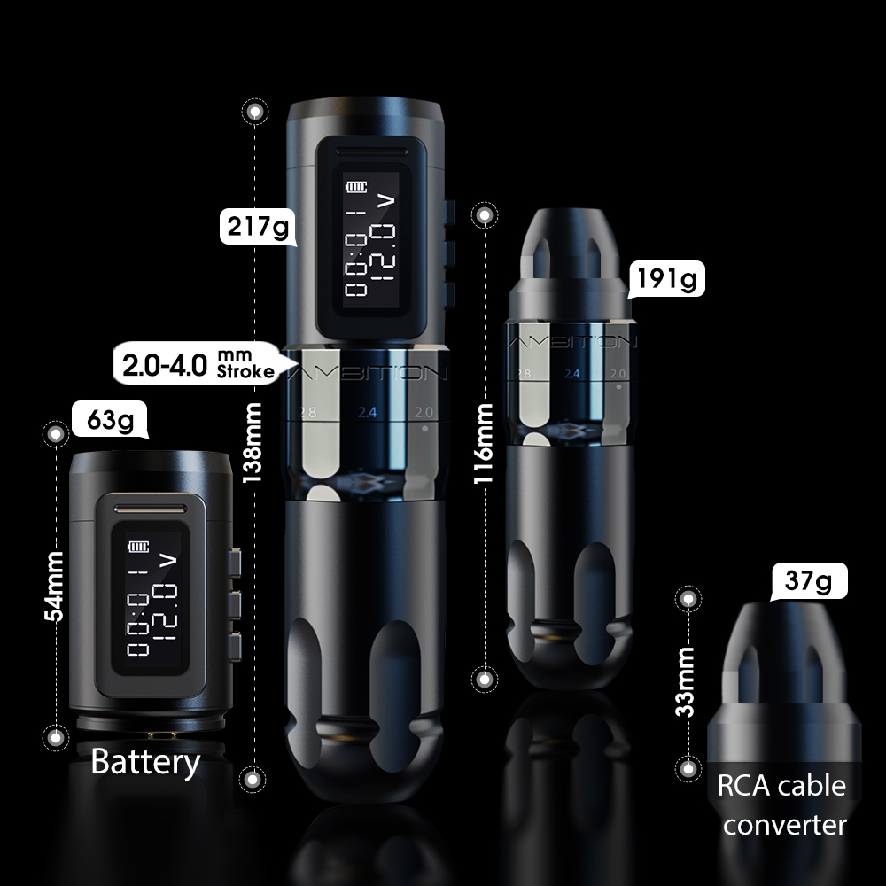문신 기계 야망 Marsu Professional Wireless Tattoo Machine Pen 조절 가능한 스트로크 24mm 카트리지 1800mAh Coreless Motor Tattoo Artists 230925