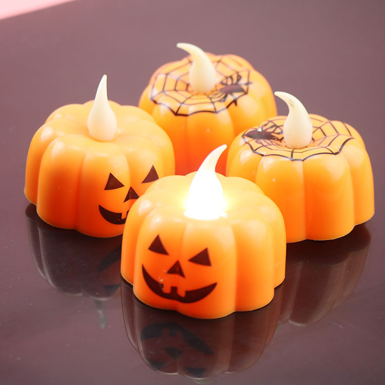 Halloween Led Rave Toy Party Decoration Luminous Pumpkin Lantern Ghost Festival Decorative LED Electronic Candle Lamp Party Props Small Night Light