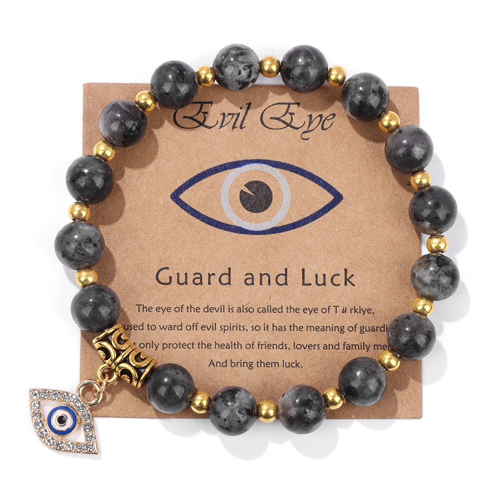 Glückliche türkische blaue Evil-Eye-Karte, 8 mm Fluorit-Sodalith-Steinperlen, handgefertigtes elastisches Armband für Männer und Frauen, Yoga, Reiki-Schmuck