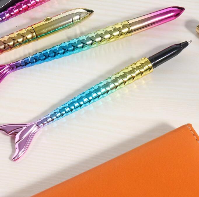 nuovo all'ingrosso Kawaii colorato sirena proiettili penna a sfera da 1 mm carino imitazione ago penna gel da 0,5 mm forniture studenti di scuola ufficio regali di Natale promozionali