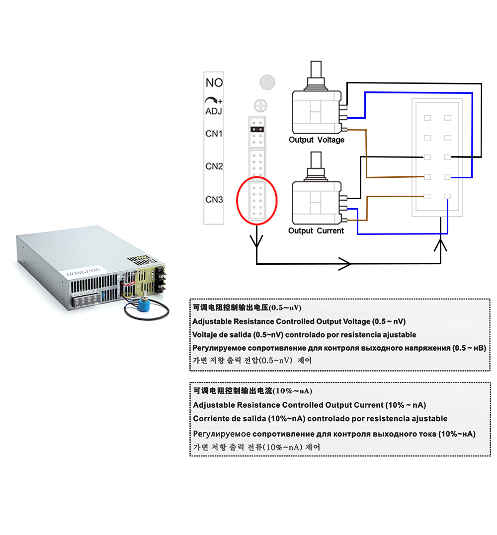 Hongpoe 5000W 69A 72V 전원 공급 장치 100V LED 스트립 용 드라이버 0-5V 아날로그 신호 제어 0-72V 조정 가능한 전원 공급 장치 SE-5000-72 110VAC/220VAC/380VAC 입력