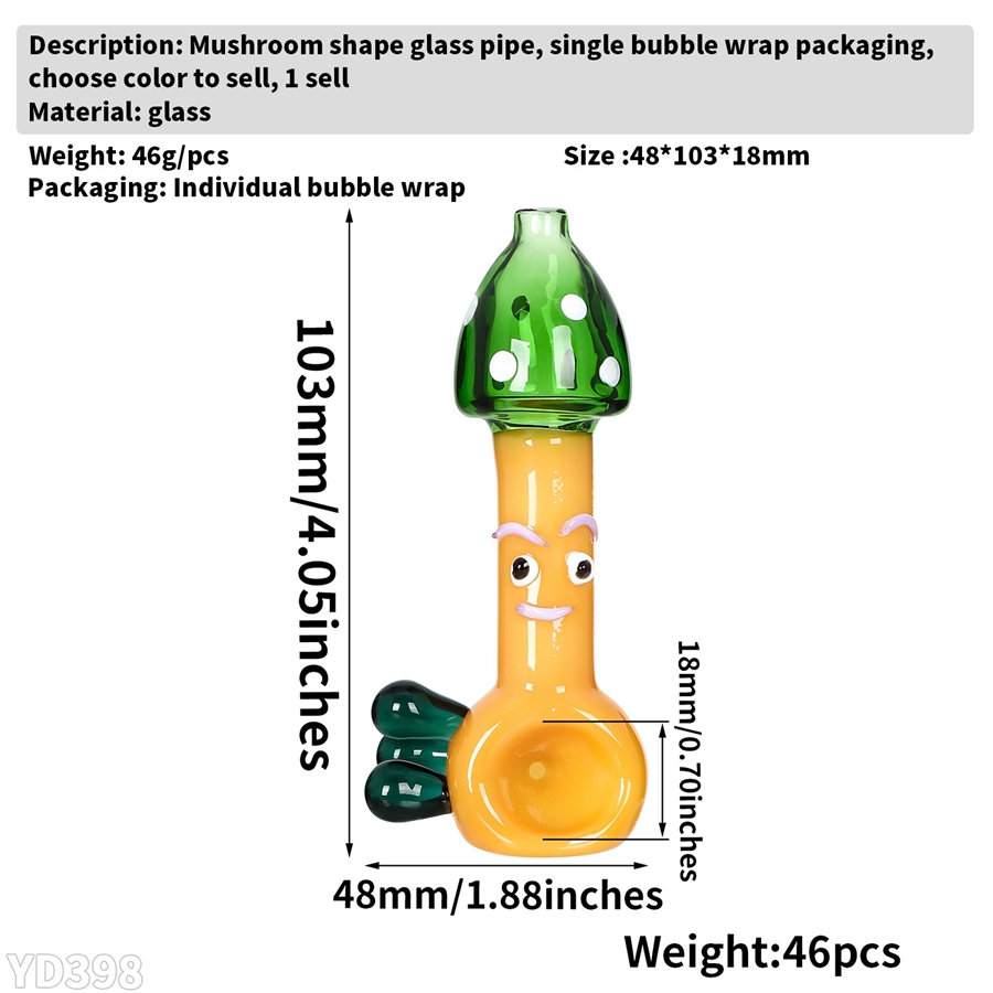 Nieuwe paddestoelvormige glazen pijp kleine rookpijpaccessoires