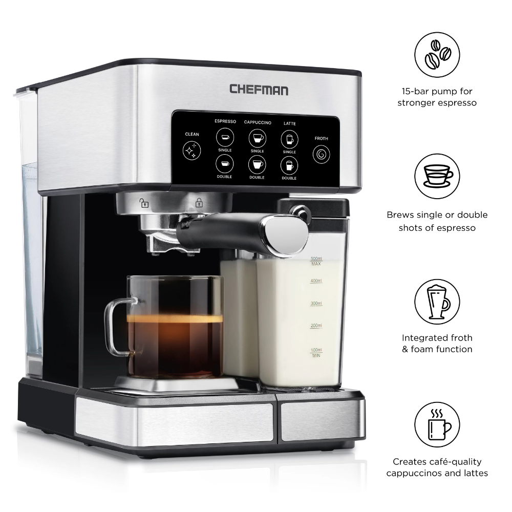 Chefman 1.8L Barista Pro Espresso Machine, rostfritt stål