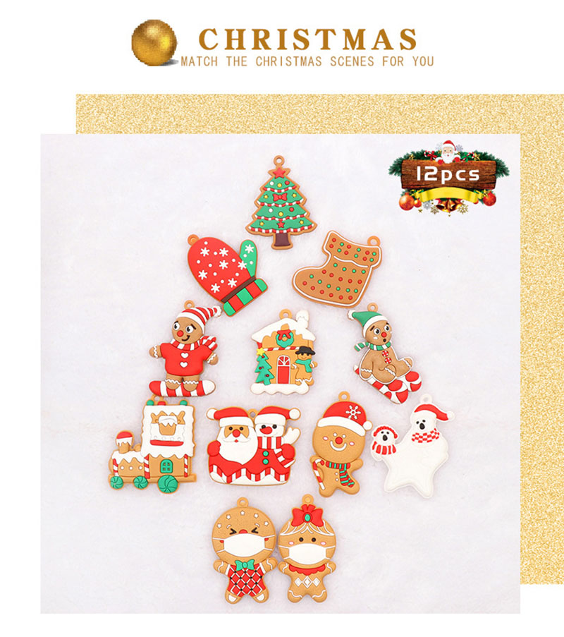 PVC Soft Plastic Christmas Pendant Gingerbread Man Decoration Gift Diy Snow Scenery Decoration