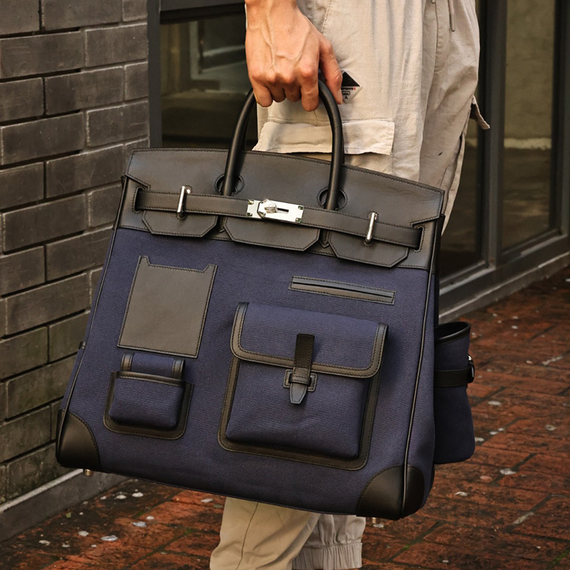 Luxury Designer Cargo Tote Bag 40cm Top Handmade Silver Hardware Fashion Men Women Handbag Business Official Purse Big Space