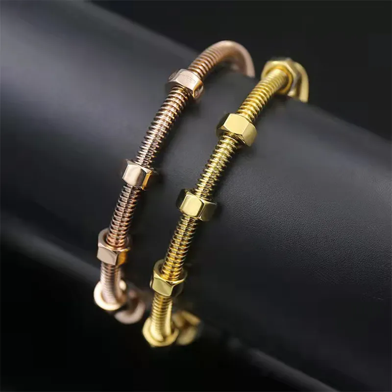 Gouden armband schroef armband liefde bangle luxe sieraden roze goud zilver zwart klassieke roestvrijstalen sieraden ontwerpers armband bracelet cadeau voor vrouwen mannen