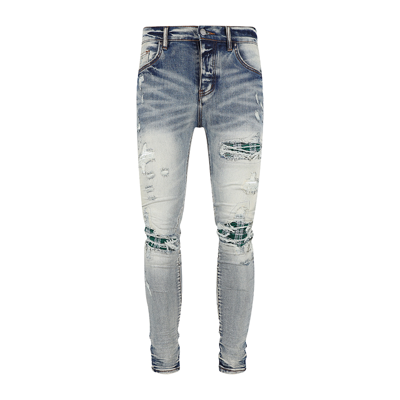 Moda Jeans para hombres Comercio exterior Pantalones negros azul claro Motocicleta Biker Hombres Lavado para hacer el viejo pliegue Hombres Pantalones Casual Runway Denim Tamaño 30-40