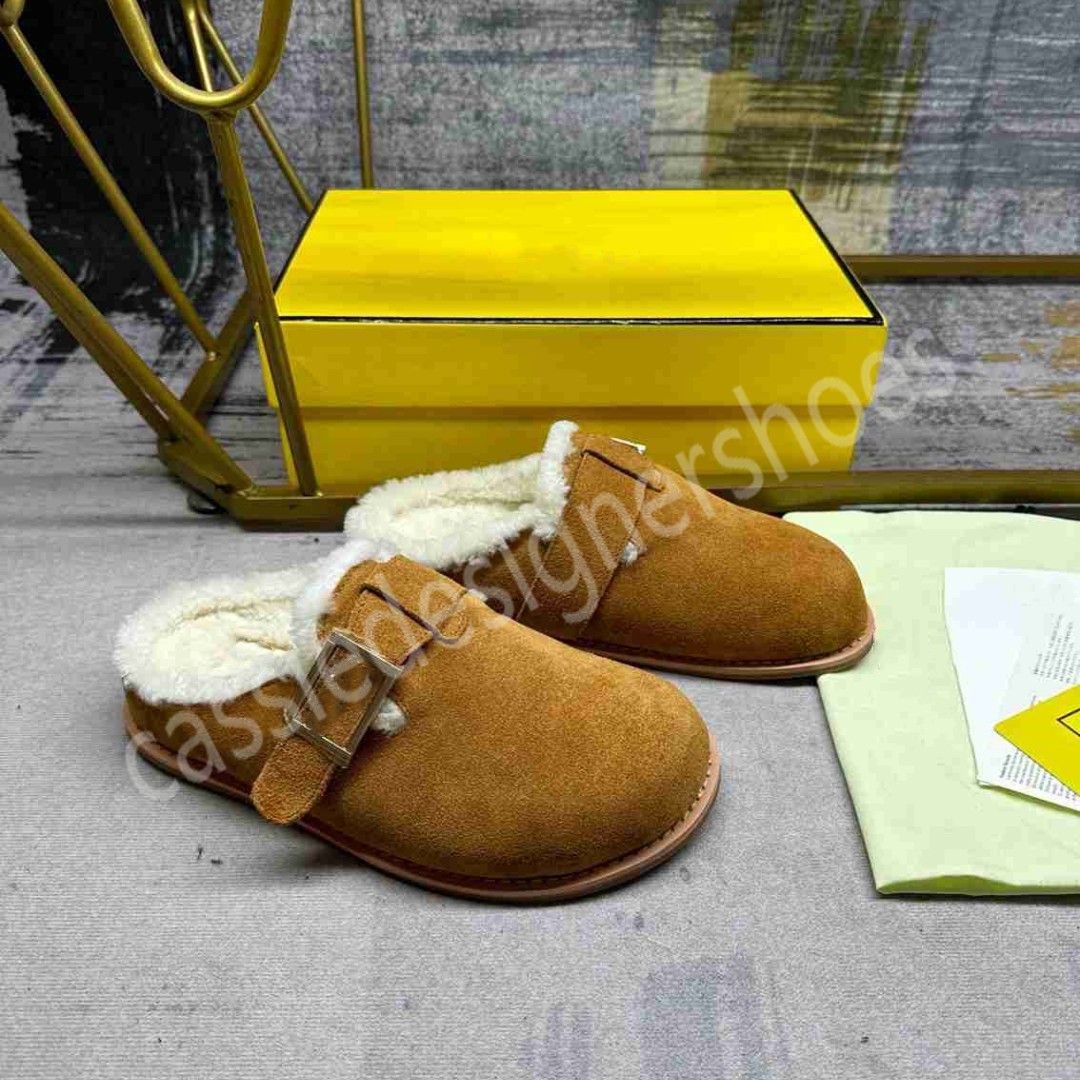 New Winter Slippers Fashion Round Toe Women Shoes Casual Flats Concise Buckle Strap Shoes Women Chaussure Femme Size 35-45