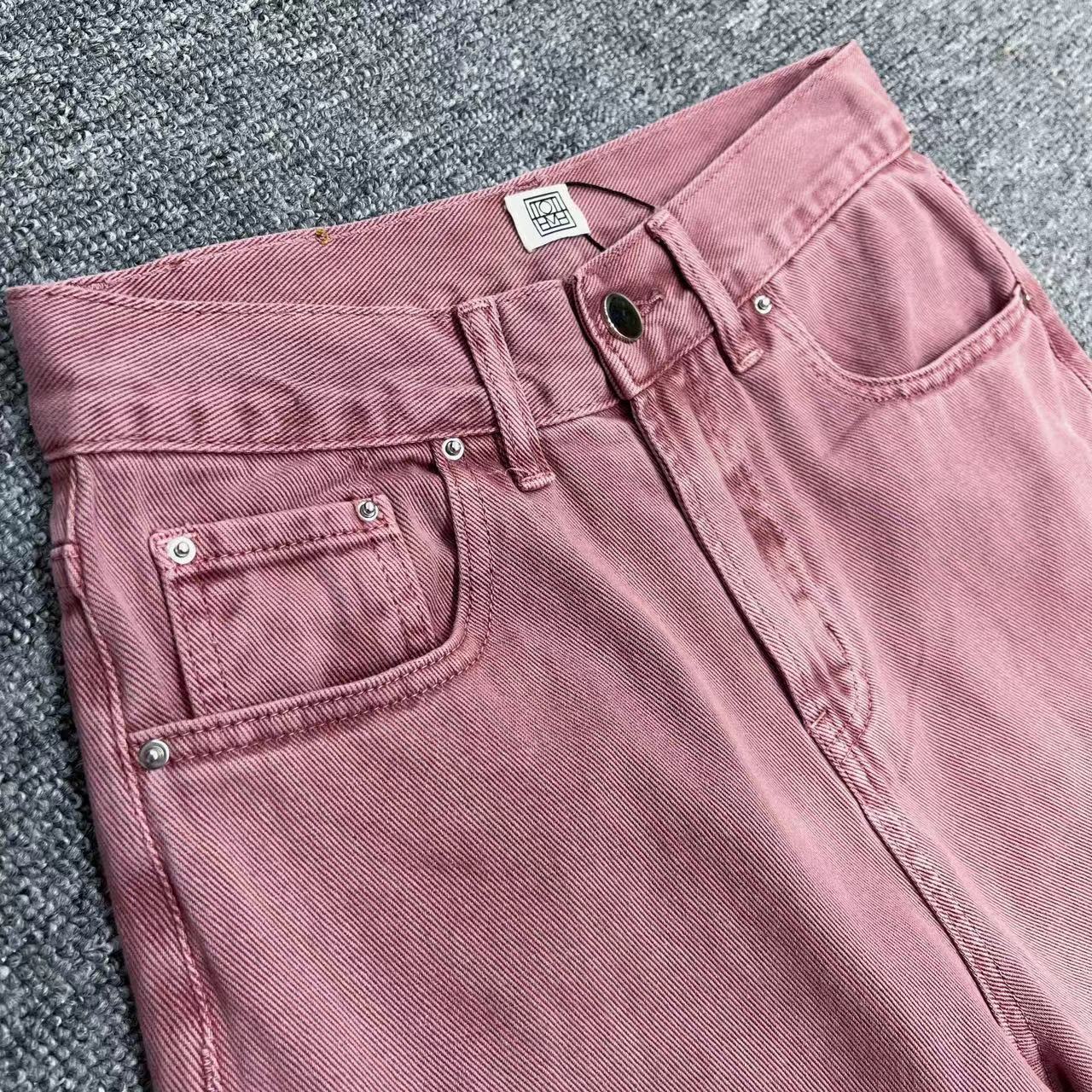 Jeans toteme lavati rossi a vita dritta affusolati pantaloni casual a gamba dritta