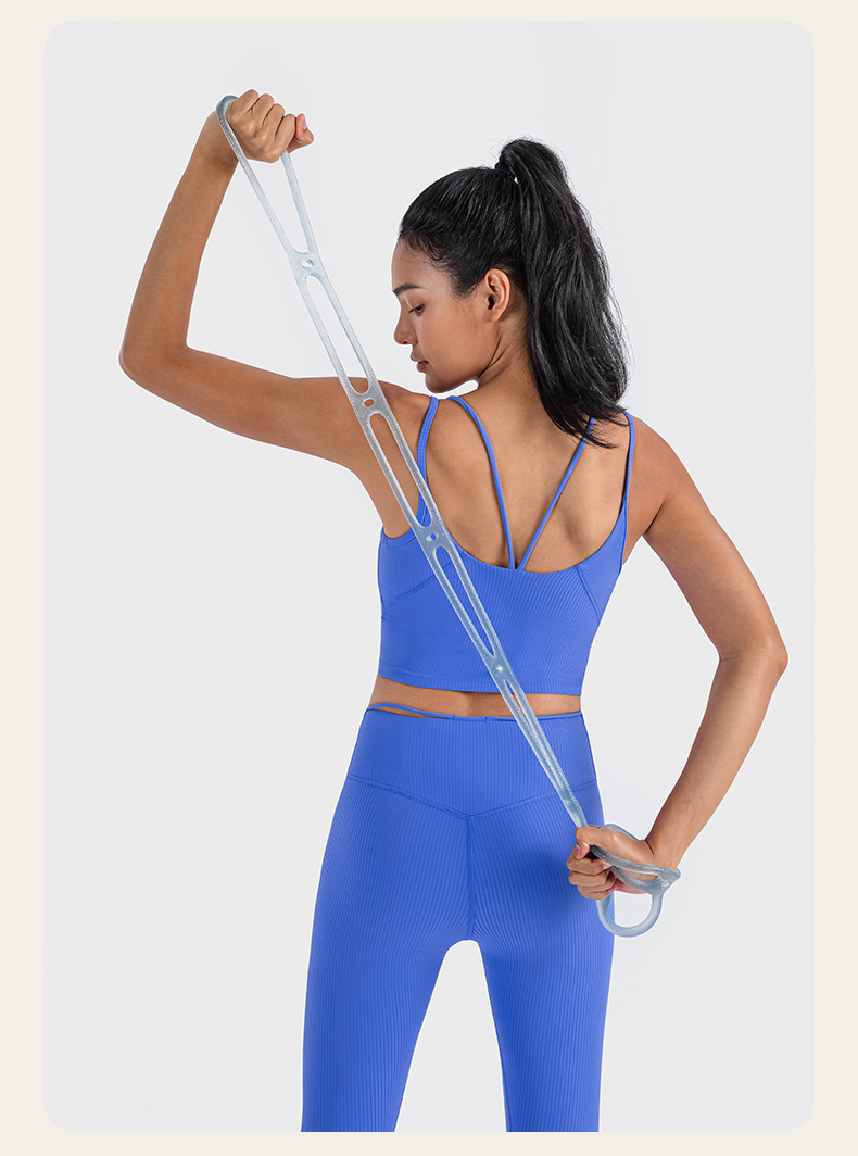 LU-1522 Vertical rib with chest cushion yoga vest sexy thin belt beauty back high elastic tight sports halter girl