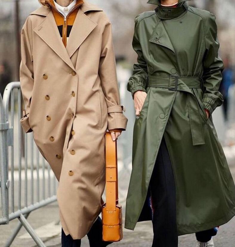 24-Hepburn Windbreaker Coat Toteme Kvinnors mittlängd Löst dubbelbröst vindbrytare