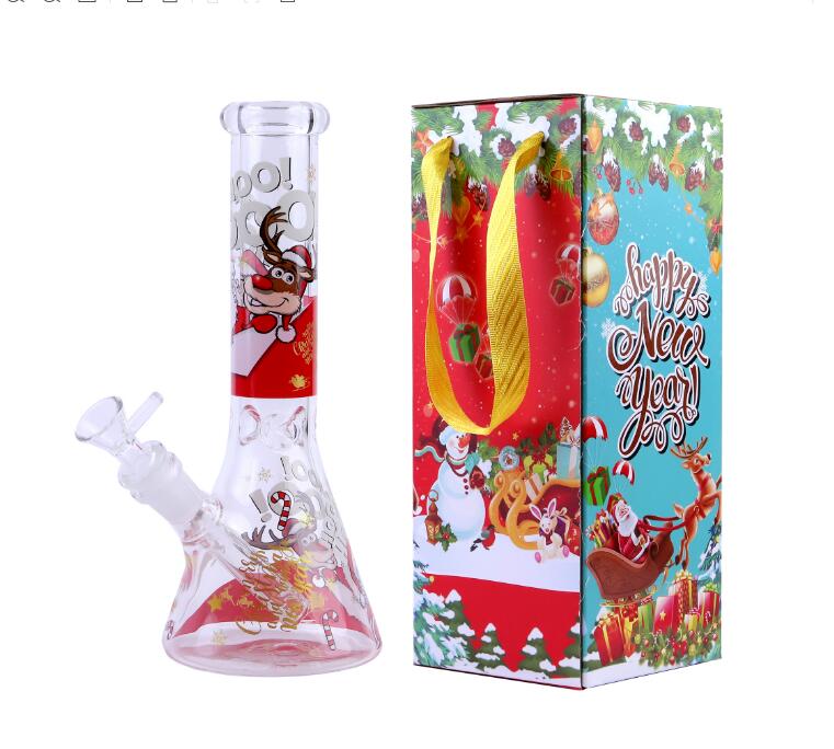 produzione confezione regalo natalizia bicchiere narghilè tubi l'acqua in vetro Bong dab rig catcher materiale spesso fumare bong da 10 