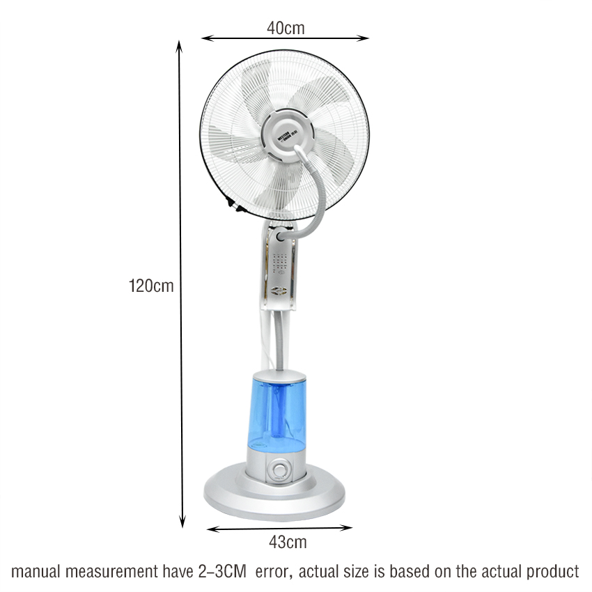 Ventilatore nebulizzazione d'acqua da 16 pollici Ventola di raffreddamento elettrica uso domestico 220 V 75 W con serbatoio dell'acqua da 3,2 litri Temporizzazione 7,5 ore Telecomando da 5 metri