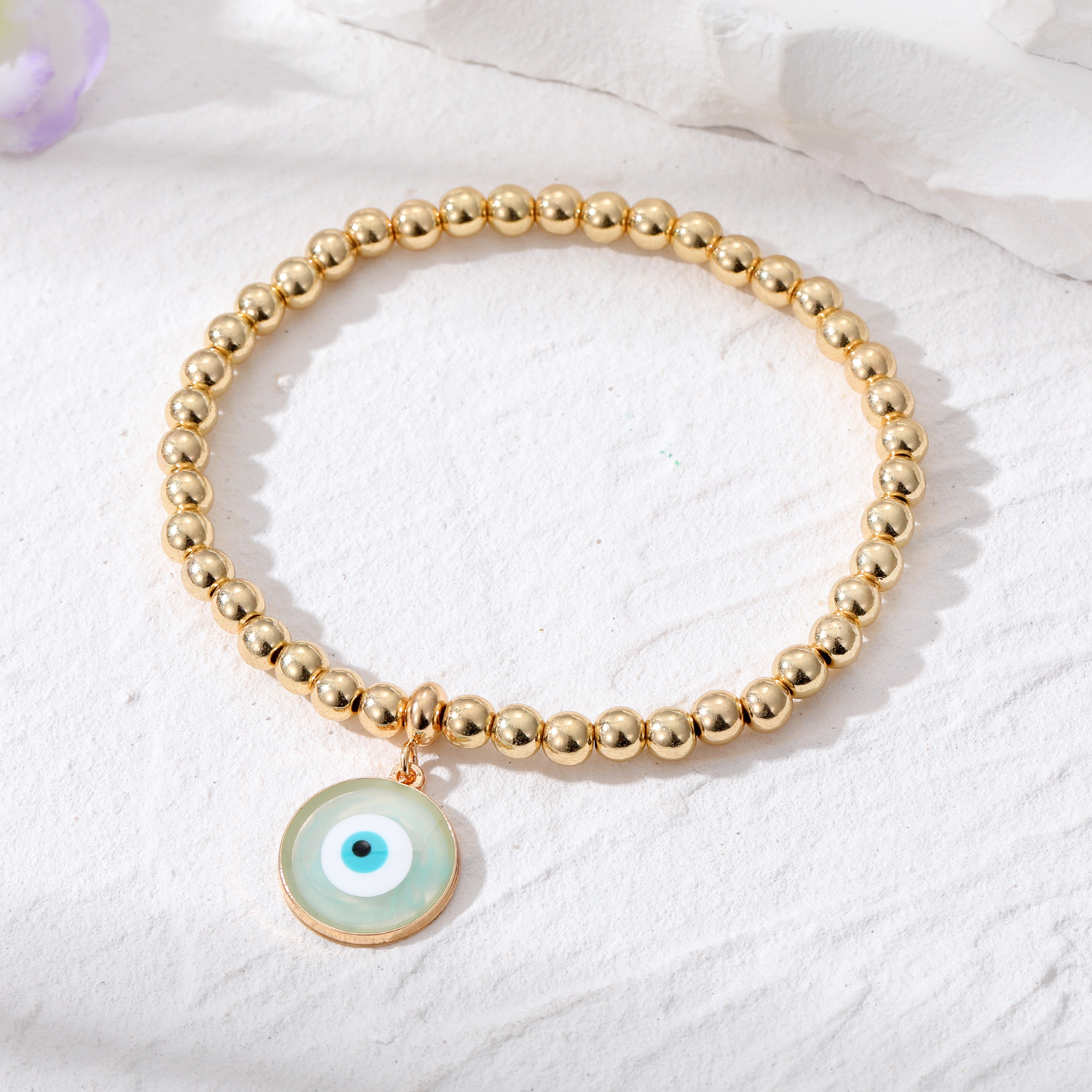 Bracciale con perline di fascino turco malocchio donna Boho Colore rotondo Lucky Blue Eye Stretch Corda elastica Catena Gioielli da sposa feste