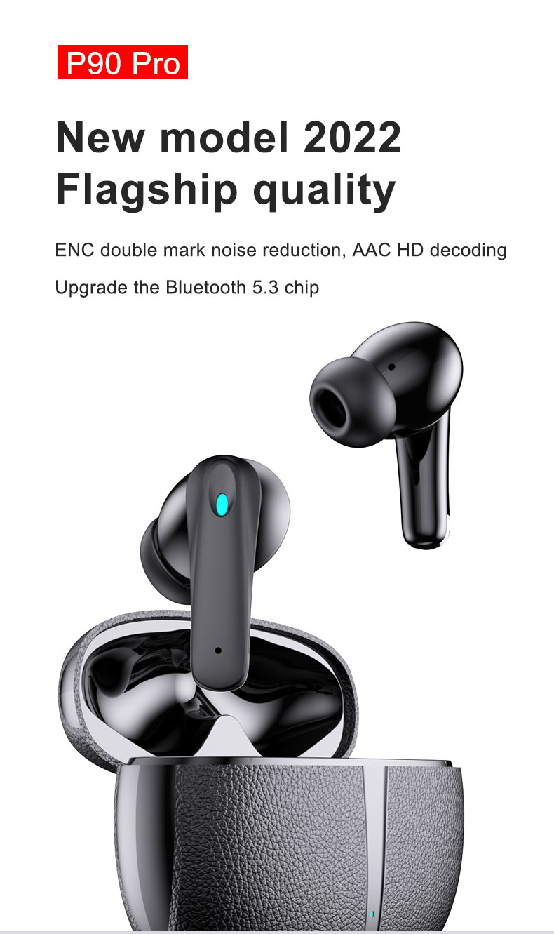 P90 pro ANC ENC TWS Draadloze hoofdtelefoon met aanraakbediening Bluetooth 5.3-oortelefoon Sportoordopjes Muziekheadset