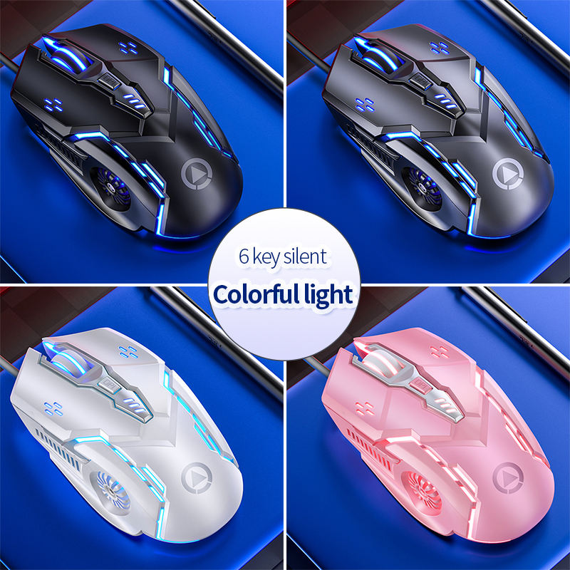 Souris de jeu filaire 3200 DPI Capteur optique Éclairage RVB 6 boutons mécaniques Compatibilité ergonomique Souris légère et durable pour PC/ordinateur portable/Mac