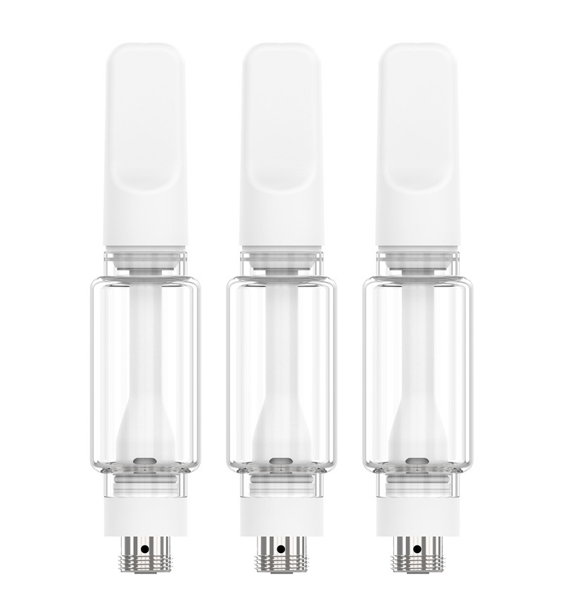 A15 Chariots entièrement en céramique Cartouche en verre de graisse Pyrex 0,5 ml 1,0 ml 2,0 ml Atomiseur d'huile de vape Fourniture du fabricant 10,5 mm de diamètre 510 Piles compatibles épaisses D8