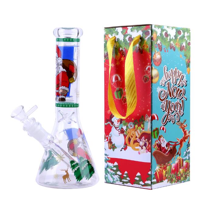 produzione confezione regalo natalizia bicchiere narghilè tubi l'acqua in vetro Bong dab rig catcher materiale spesso fumare bong da 10 