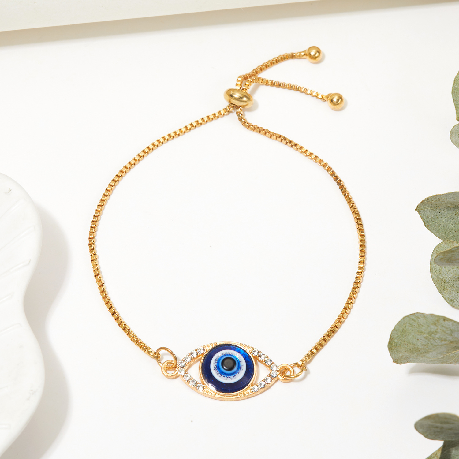 Błyszcząca pusta bransoletka zła oka dla kobiet biżuteria Turkish Blue Eye Link Bracelets