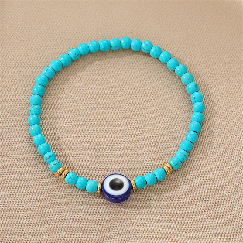 Turkish Blue Evil Eye turquoise bead Bracelet For Women Men Handmade Lucky Eye Elastic Rope Bracelets Jewelry