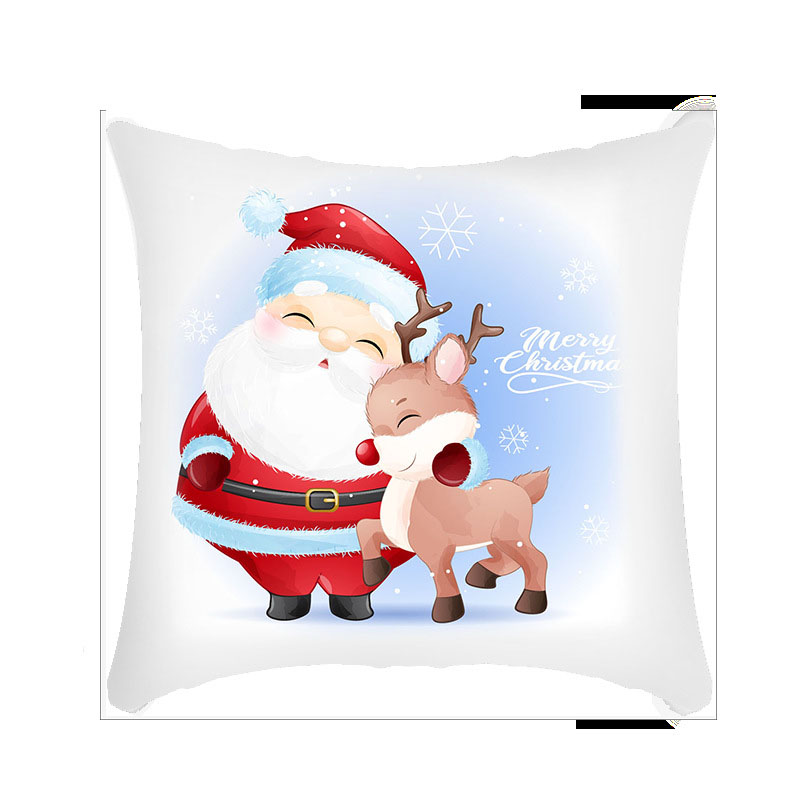 48 Styles Of Christmas Cushion Cover Elk Snowflakes Santa Claus Linen Peach Skin Pillowcases Xmas Decor For Home Decorative Cover