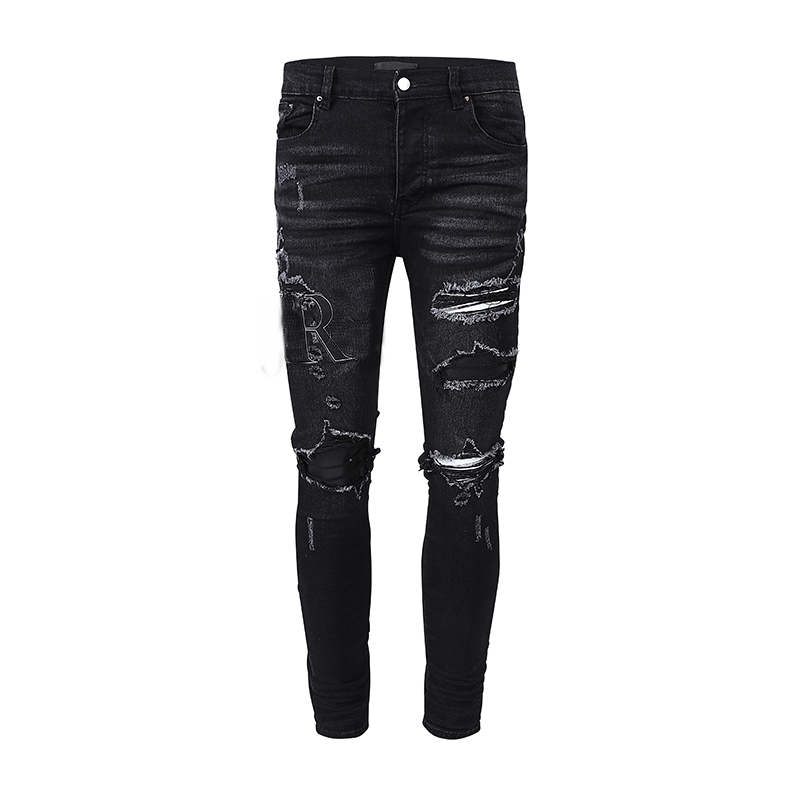 Jeans para hombres Diseñador vintage Rasgado Personalidad Lavado de cuero Vintage Cool Graffiti tridimensional Pantalones de pierna recta Tamaño 30-40