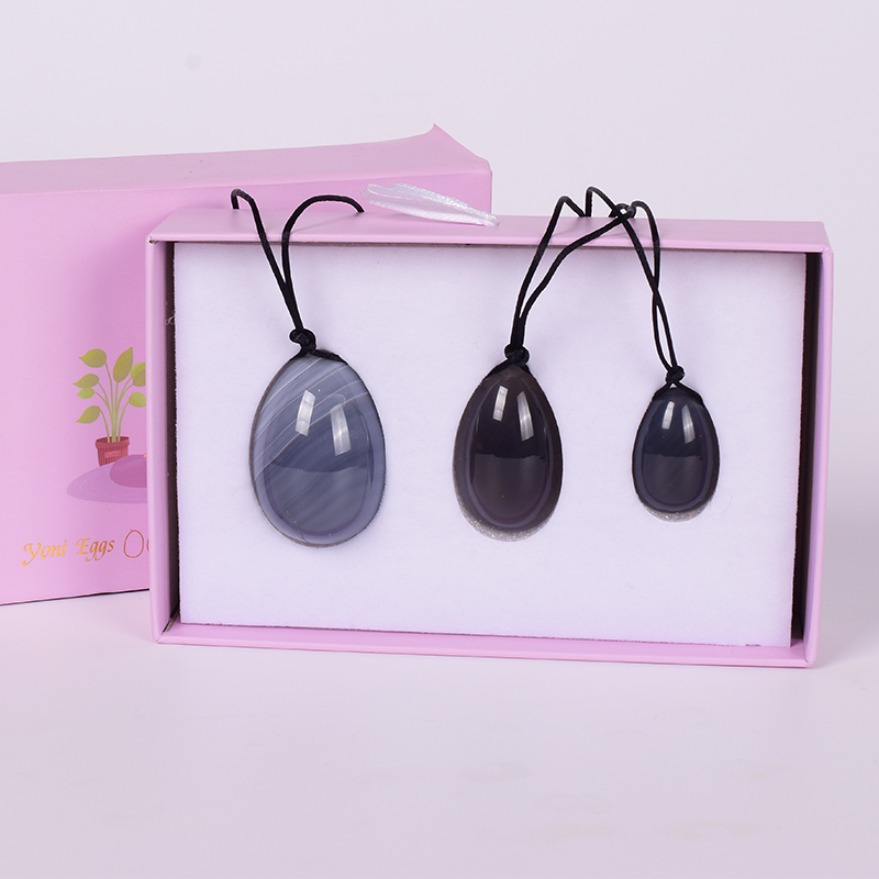 Drill Natural Stone Gray Agate Yoni Egg Massage Set Healing Yoga Egg Crystal Ball Kegel Exercise Tool Pelvic Floor Muscle Vaginal Health Care