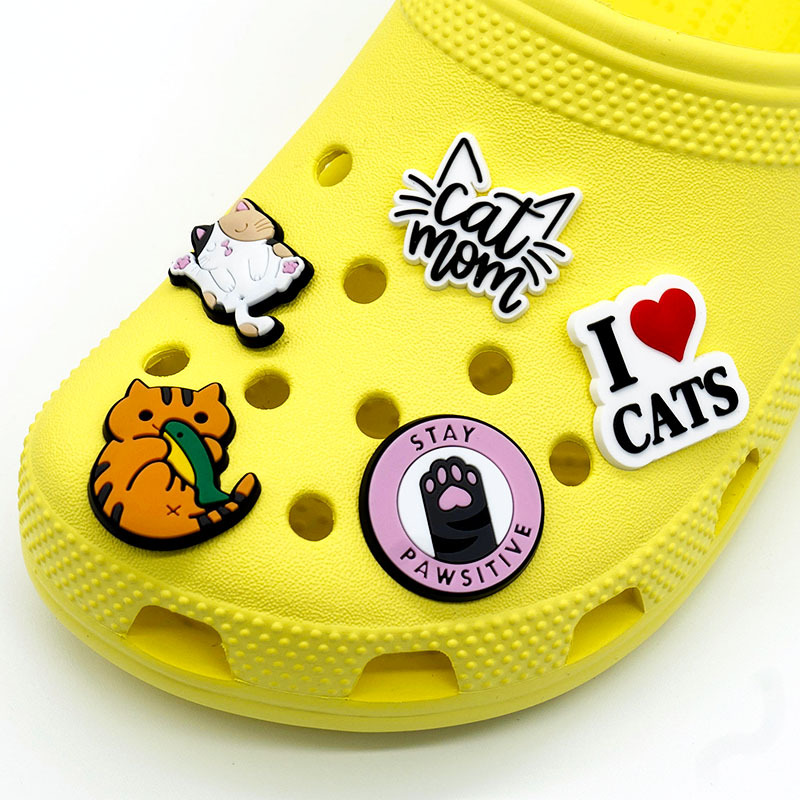 Fabrik Großhandel Weiche Gummi PVC Katze Haustier Croc Schuh Charms für CROC Zubehör Weihnachten PARTY Geschenk Stuffer