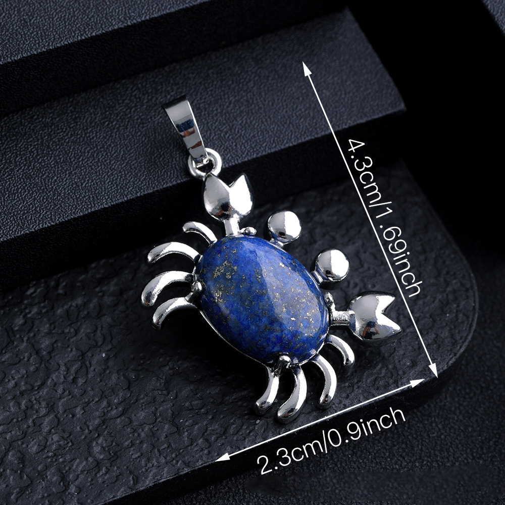 Natural Stone Crab Charm Pendant Cabochon Crystal Pärlor Söta hav Djur rep halsband smycken för tjejkvinnor