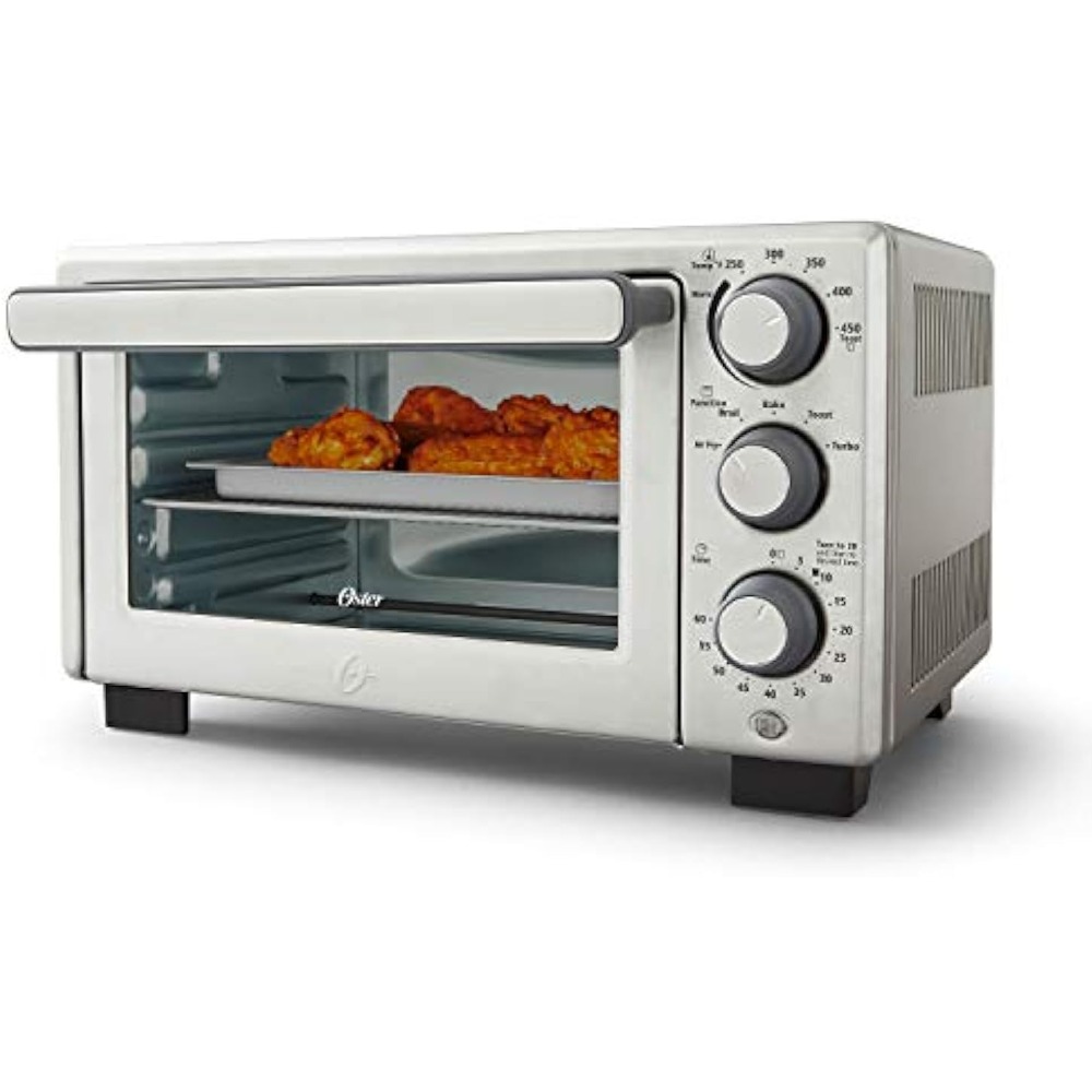 Oster Compact Countertop Oven with Air Fryer, Pizza Oven Outdoor, Electric Oven, Kitchen Appliance, Stainless Steel