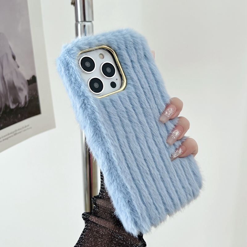 Vertcial line fluffy pelzhüllen für iPhone 15 pro 14 13 12 11 xs max xr x 8 7 plus weiches tpu verchromtes Mobiltelefon zurück -Hautabdeckung