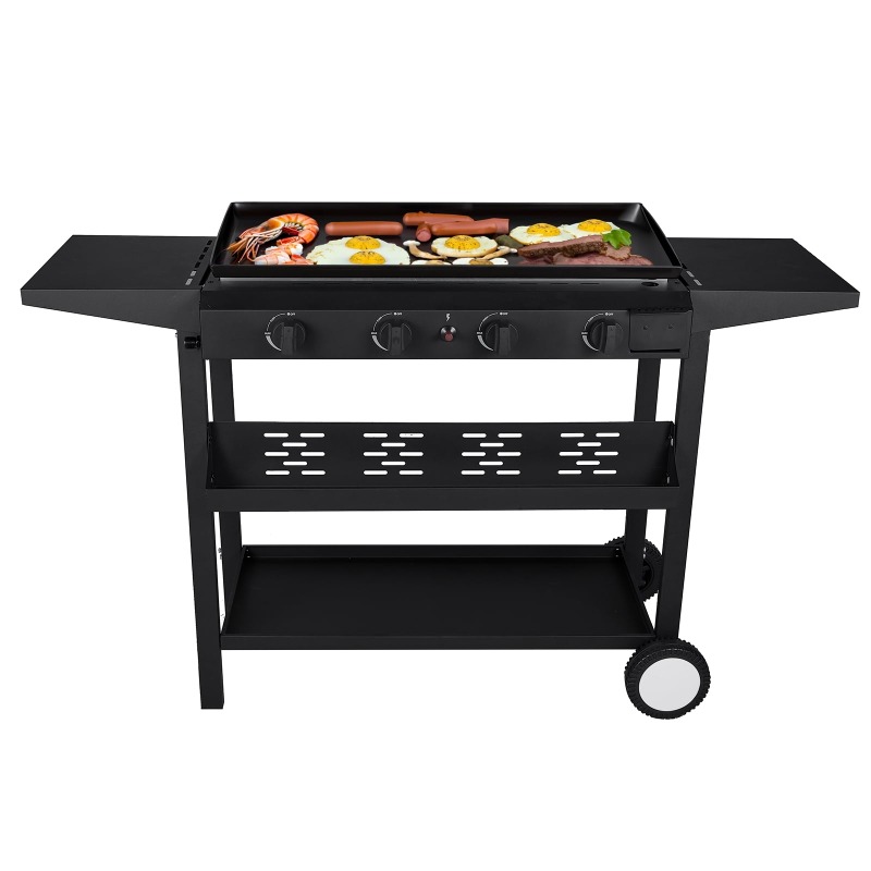 Sugift 4 Burner Gas Griddle Portable Flat Table Top BBQ Grill Cooking Station