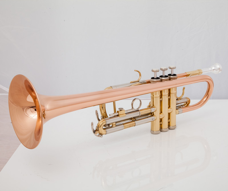 Hot Sell High Quality Brass Tube C tone Small Trumpet Adjustable Double Horn Gold Plated Surface Professional Music Instruments