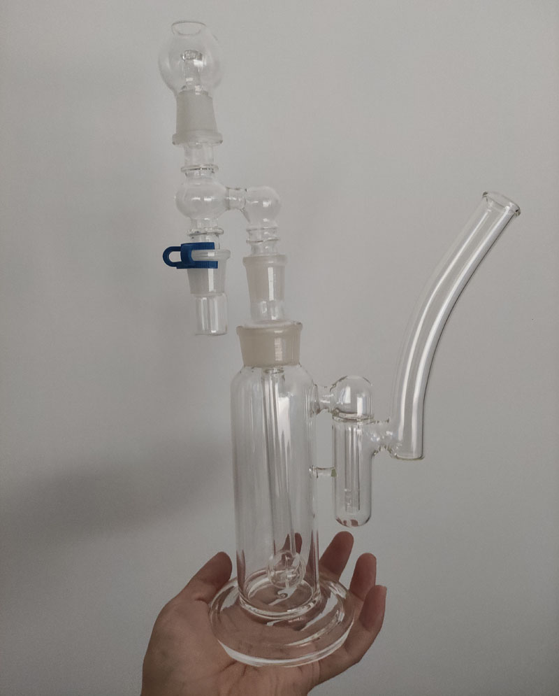 Double Chambered Bubbler with Detachable Showerhead Downstem Glass Hookah with Reclaimer Kit