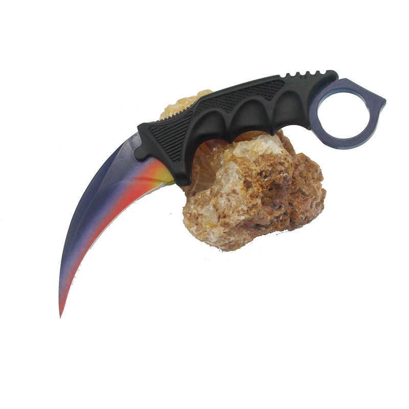 Couteau 2023classique populaire lame fixe avec gaine csgo couteau Karambit tactique de survie en plein air Camping chasse outil d'auto-défense 1RWB