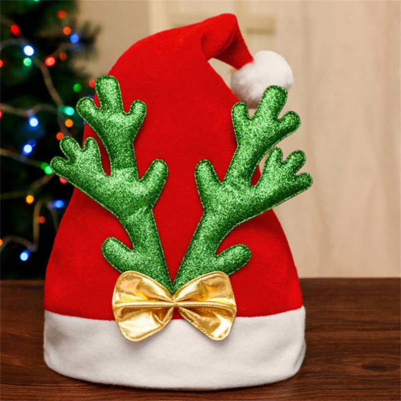 Red Christmas Hat Decorations Fabric الأطفال البالغين Santa Claus Tree Snowman Happy New New Merry Xmas Party Props Supplies Kids Hair Bonnet Gift Ornament Ornament