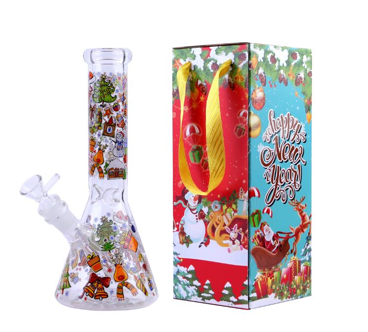 produzione confezione regalo natalizia bicchiere narghilè tubi l'acqua in vetro Bong dab rig catcher materiale spesso fumare bong da 10 