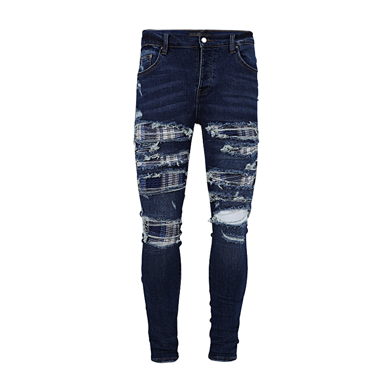 Herren-Jeans, Vintage-Designer, zerrissen, Persönlichkeit, Lederwaschung, Vintage, cool, dreidimensionale Graffiti, Hose mit geradem Bein, Größe 30–40