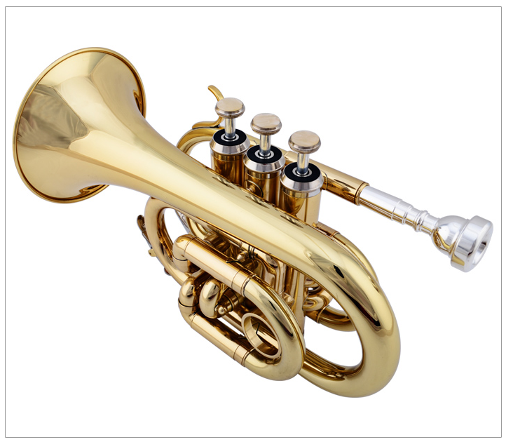 IL Belin Mini Pocket Trumpet BBフラットブラス風のマウスピースグローブクリーニングクロスキャリングケース